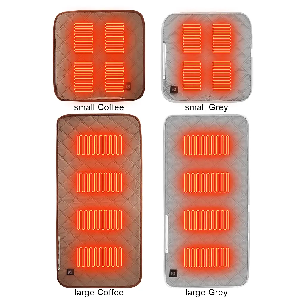 4 Heated Areas Camping Chair Heated Mat Winter USB Electric Blanket 3 Levels Rechargeable Heater Cushion for Outdoor Travel