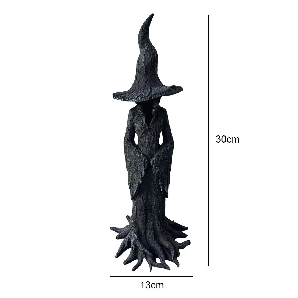 Witches Halloween Decorations Outdoor Cracker Barrel Witch Statue Gothic Halloween Resin Figurine Dark Fantasy Home Ornaments