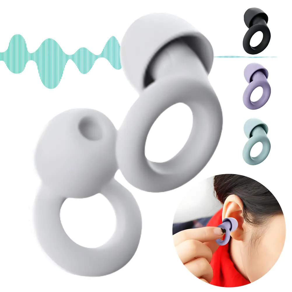 1 Pair Sleep Soundproof Earplugs 4PCS Ear Cap 25dB Noise Cancelling Hearing Protection Reusable Washable Earplugs For Sleeping