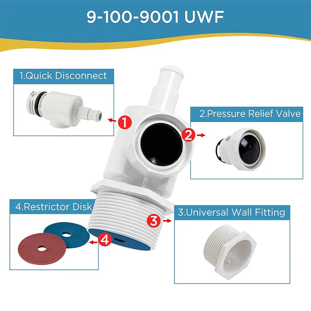 9-100-9001 UWF Wall Fitting Connector Assembly Replacement UWF Wall Connector for Zodiac Polaris 280 380 3900 Pool Cleaners