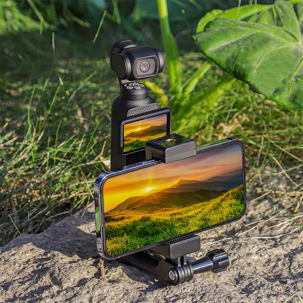 Front Phone Holder Clip Handheld Shooting Expansion Adapter with 1/4inch Screw Camera Phone Mount for DJI Osmo Pocket 3