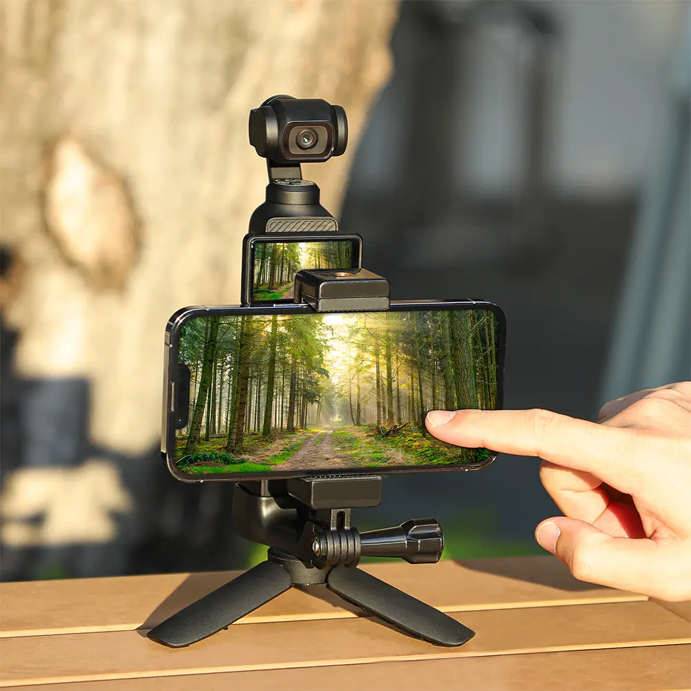 Front Phone Holder Clip Handheld Shooting Expansion Adapter with 1/4inch Screw Camera Phone Mount for DJI Osmo Pocket 3