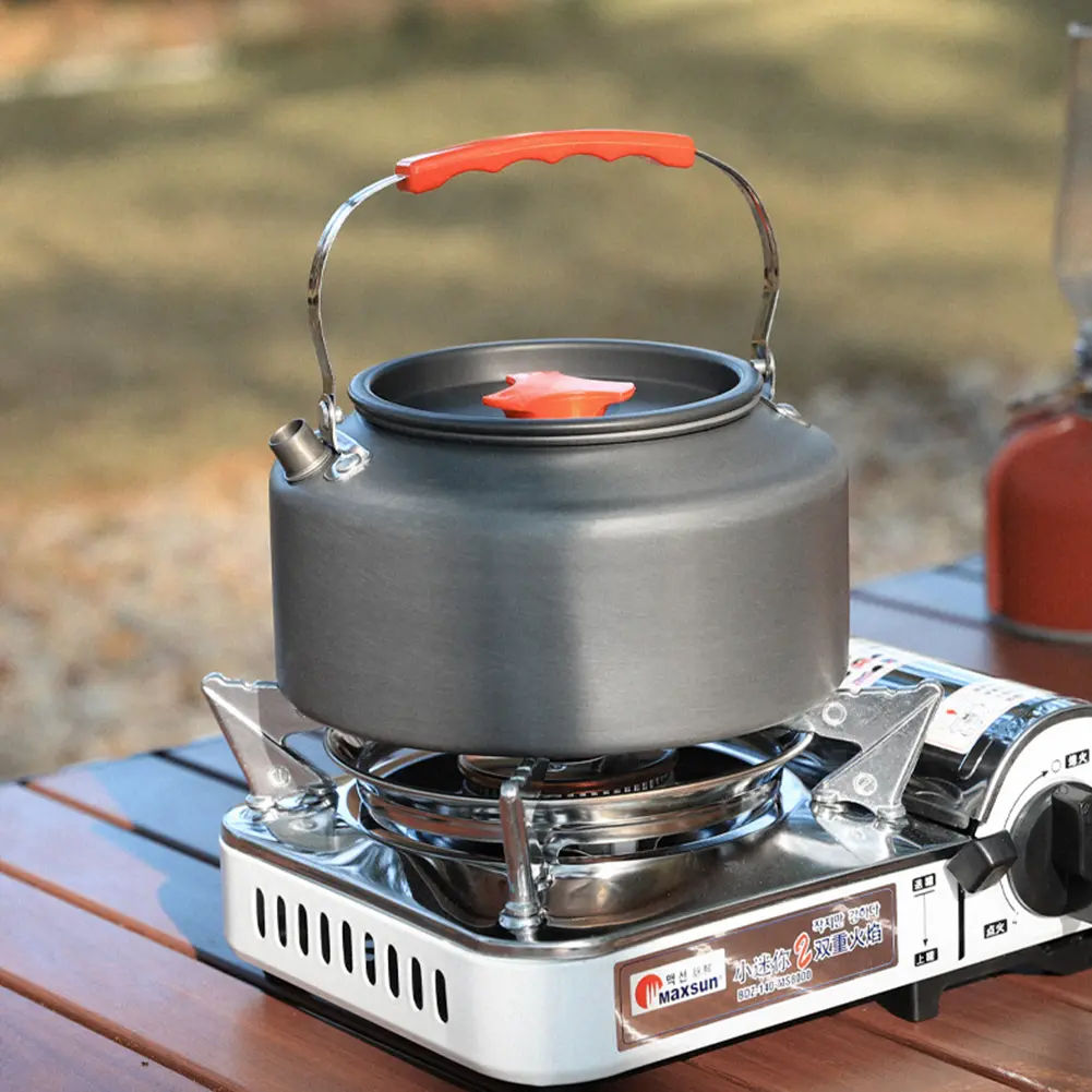0.8/1.6L Camping Kettle Lightweight Water Kettle Anti Scald Handle Coffee Pot Portable Camping Teapot for Fishing Mountaineering