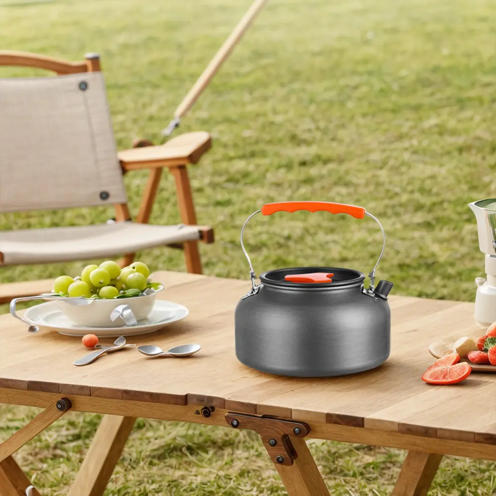 0.8/1.6L Camping Kettle Lightweight Water Kettle Anti Scald Handle Coffee Pot Portable Camping Teapot for Fishing Mountaineering