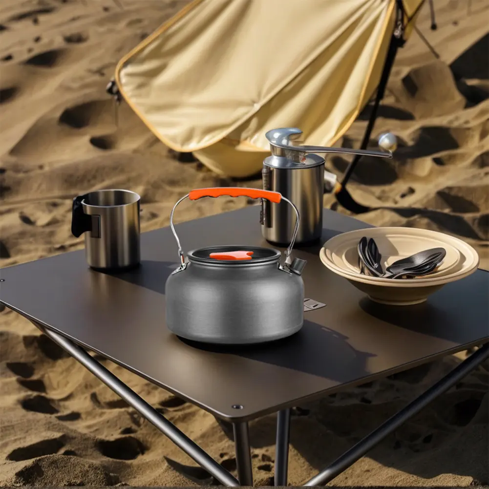 0.8/1.6L Camping Kettle Lightweight Water Kettle Anti Scald Handle Coffee Pot Portable Camping Teapot for Fishing Mountaineering