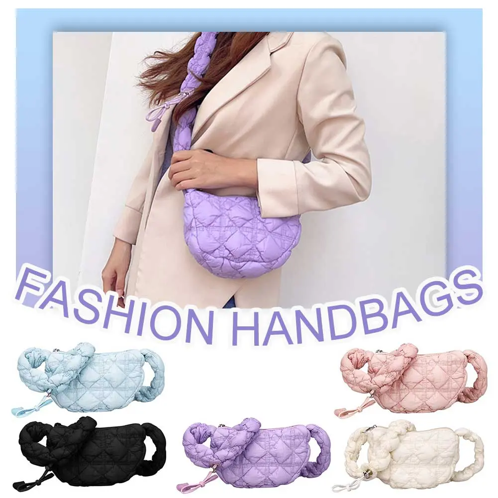 Crossbody Bag for Women Quilted Shoulder Bag Puffer Drawstring Strap Hobo Bag Clutch Purse for Travel Shopping