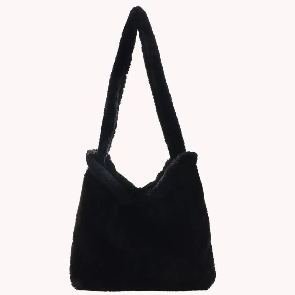 Women Fashion Plush Shoulder Bag Large Capacity Heart Fluffy Commuting Bag Furry Messenger Bag Casual Armpit Bag Daily Sling Bag