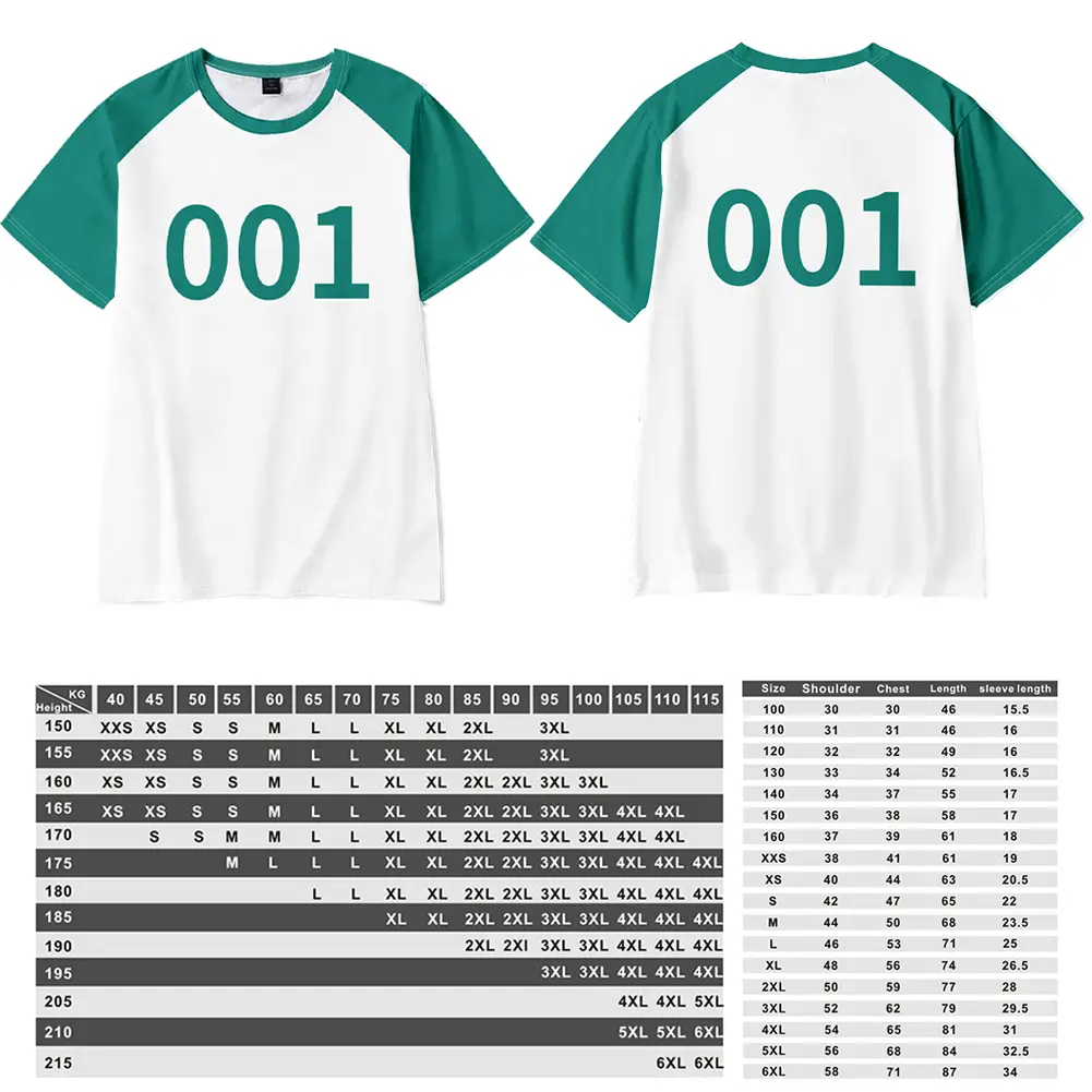Game Cosplay Costume Numbers 456 333 001 Polyester Unisex T-shirt Popular Korean TV Dramas Unisex Game Sweatshirt For Men Women