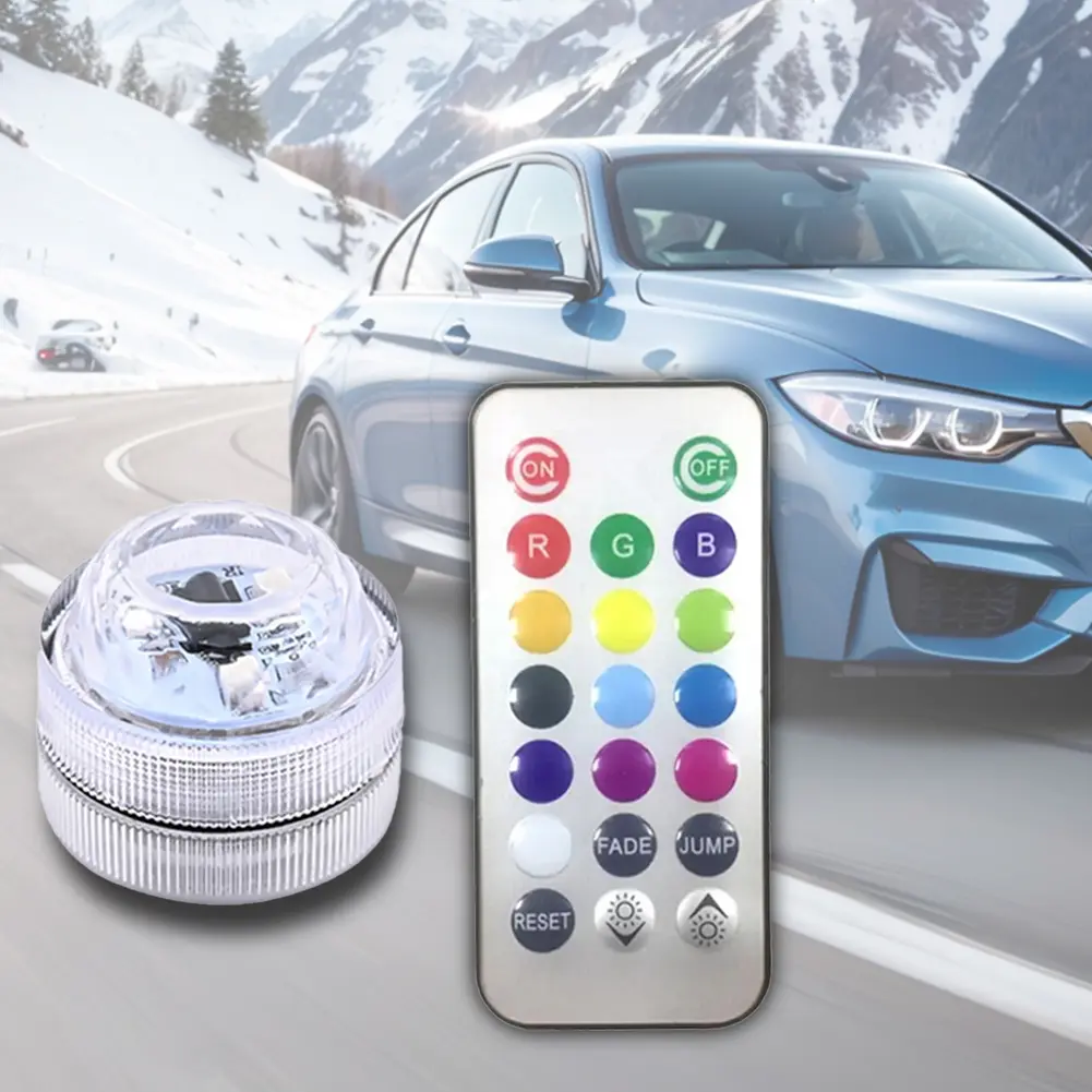 Wireless Adhesive RGB Auto Atmosphere Lamp LED Car Interior Environmental Light Multicolor LED Light Remote Control Decoration