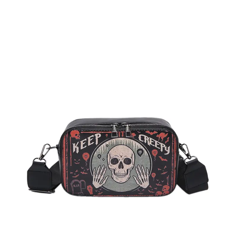 Handbag for Women Adjustable Strap Satchel Purse PU Leather Zipper Clutch Purse for Halloween Travel Shopping