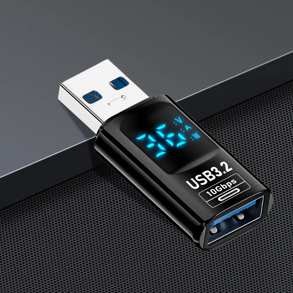 Digital LED Display USB To Type-C Adapter 10Gbps USB Type C Charger Converter 60W Universal for Mobile Phone Laptop Tablet