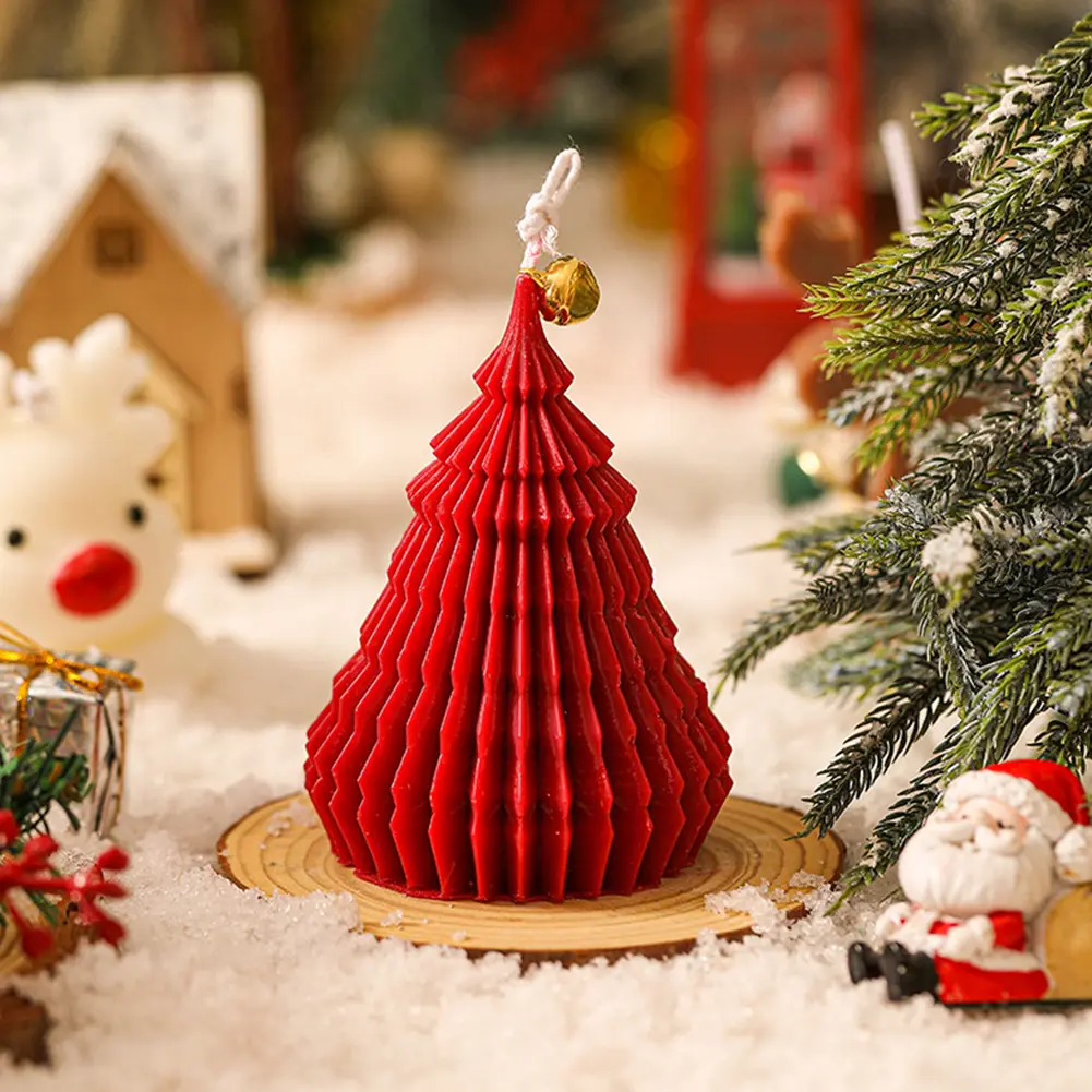 Pack of 2 3D Christmas Tree Candle Mould DIY Candle Mould Silicone Candle Mould for Scented Candle Christmas Craft Ornaments