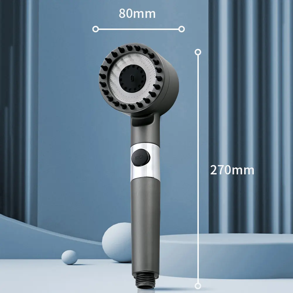 Bathroom Showerhead Powerful Pressurization Large Flow Shower Head Adjustable 4 Modes Replacement Parts Bathroom Accessories
