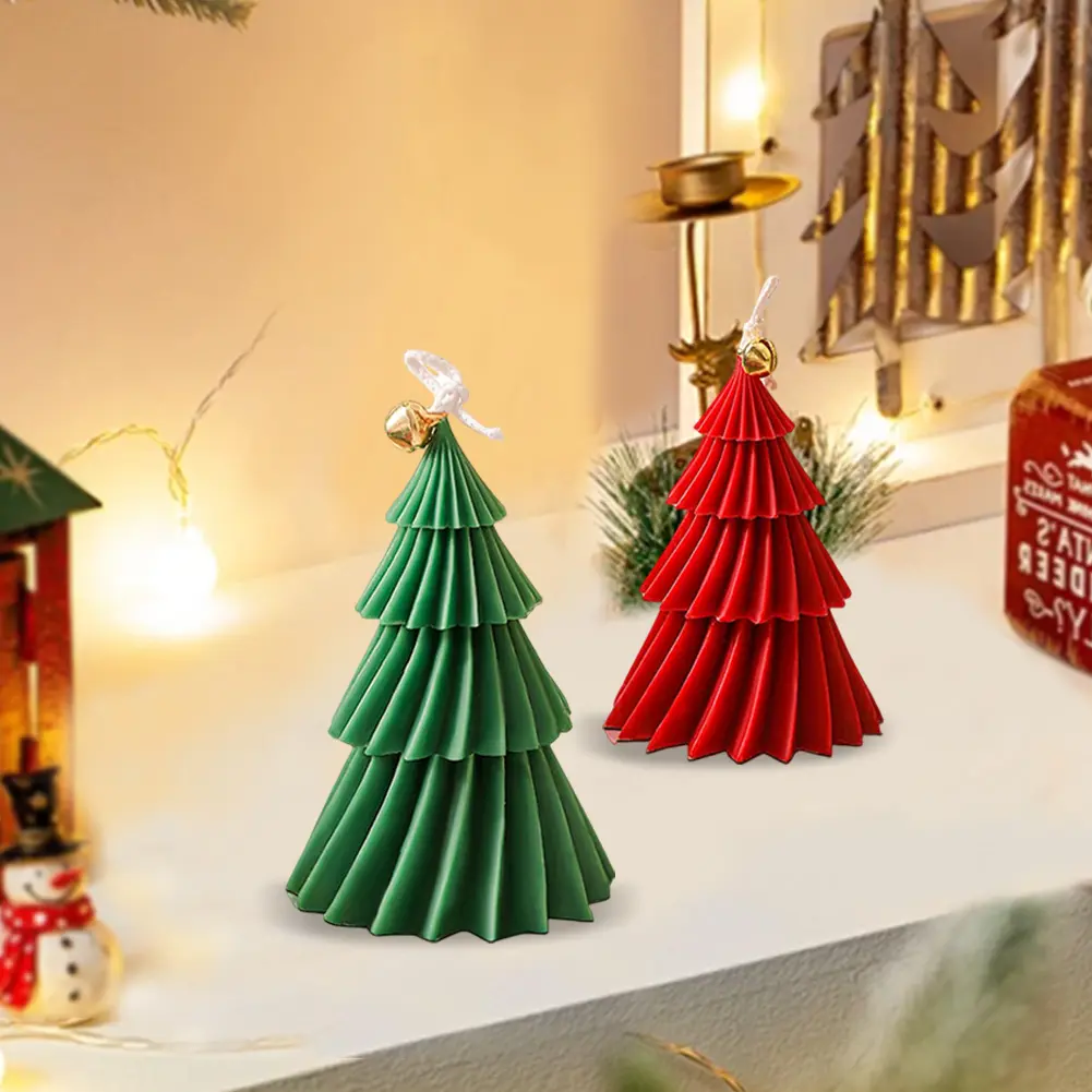 Pack of 2 3D Christmas Tree Candle Mould DIY Candle Mould Silicone Candle Mould for Scented Candle Christmas Craft Ornaments