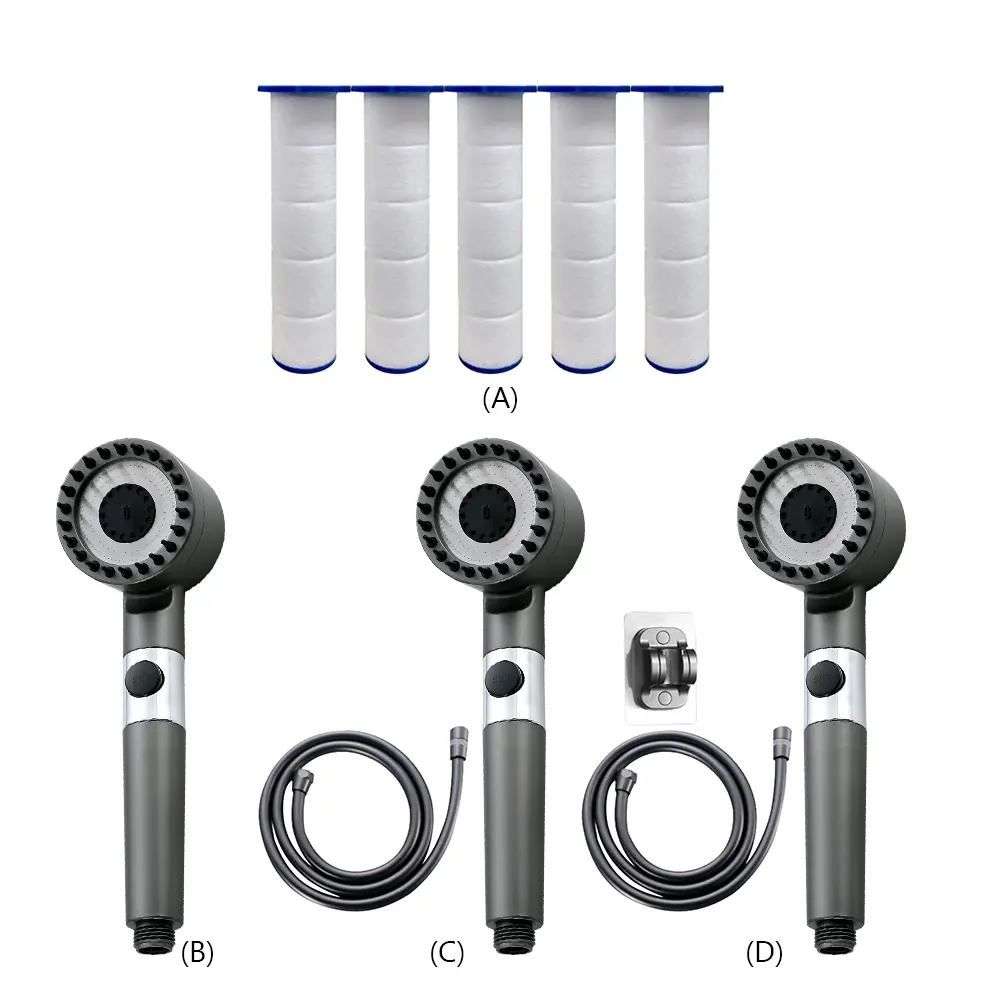 Bathroom Showerhead Powerful Pressurization Large Flow Shower Head Adjustable 4 Modes Replacement Parts Bathroom Accessories