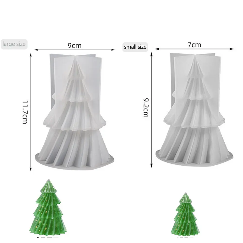 Pack of 2 3D Christmas Tree Candle Mould DIY Candle Mould Silicone Candle Mould for Scented Candle Christmas Craft Ornaments