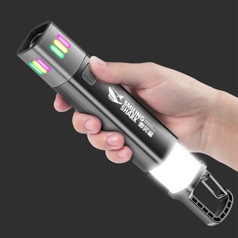 XPE+COB LED High Brightness Flashlight with Floodlight Side Lights Outdoor Flashlight Lamp Zoomable Flashlight for Power Outages