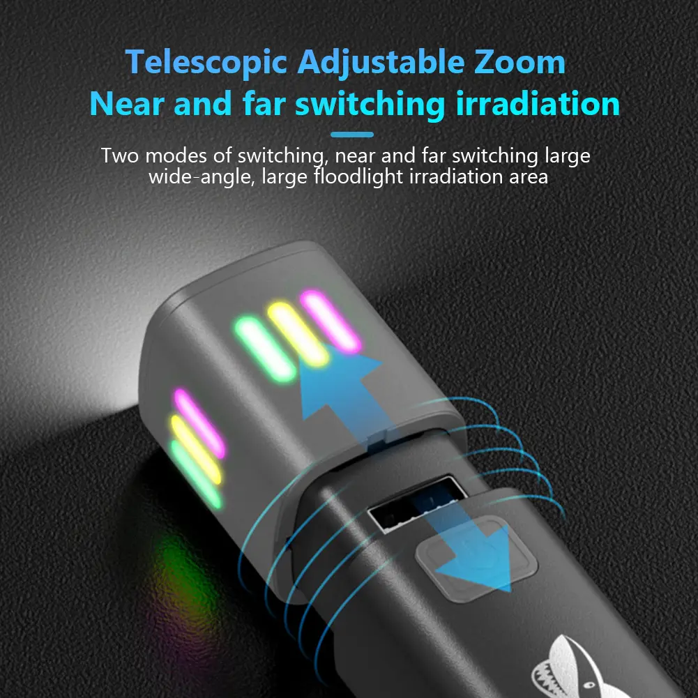 XPE+COB LED High Brightness Flashlight with Floodlight Side Lights Outdoor Flashlight Lamp Zoomable Flashlight for Power Outages