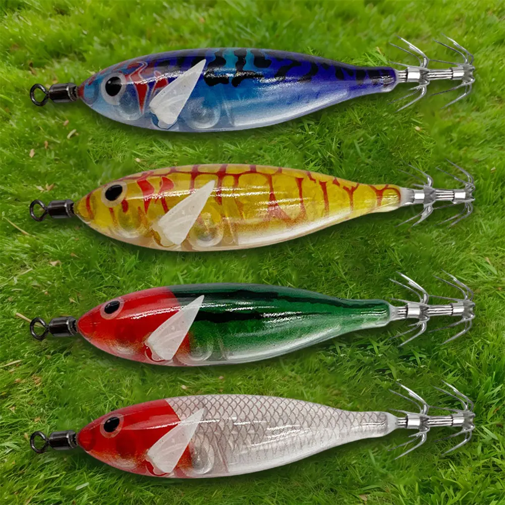 5.7g/8cm Cuttlefish Attracting Lure Double Hook Lifelike Squid Hook Fishing Tackles Glowing Octopus Bait Fishing Accessories