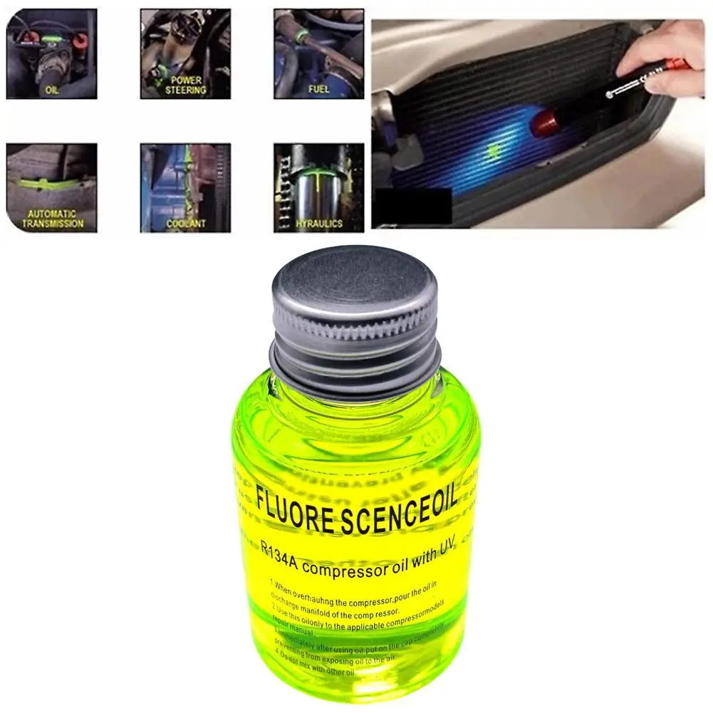 60ml Car Air Conditioner Leak Fluorescent Car Air Conditioning Repair Oil Light Pipeline Detection Tracer Tool
