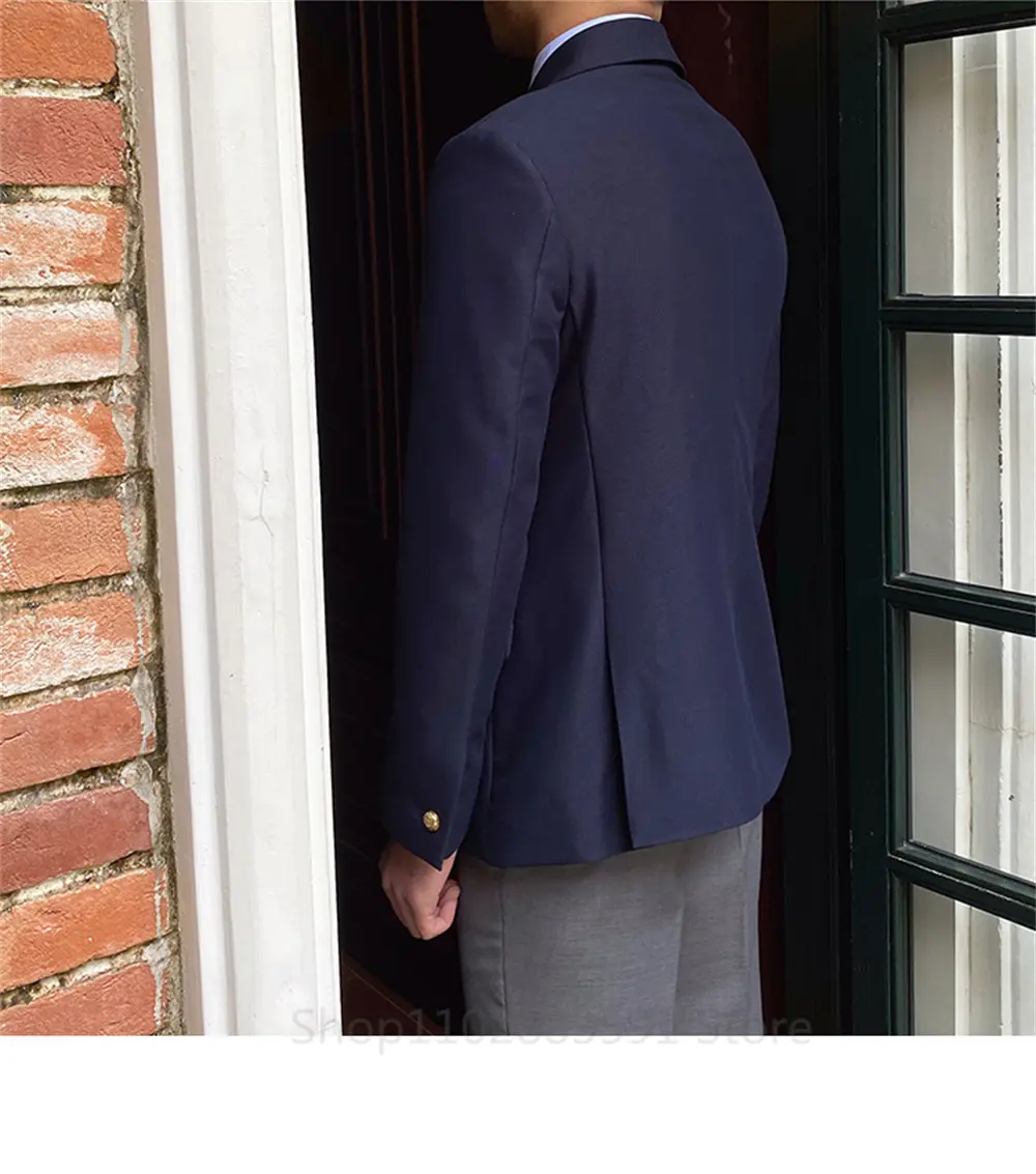 British Daily Only Jacket Men Blazer Slim Suit Blazer Homme Solid Color Masculino Fashion Suit Double Breasted Casual Trendy