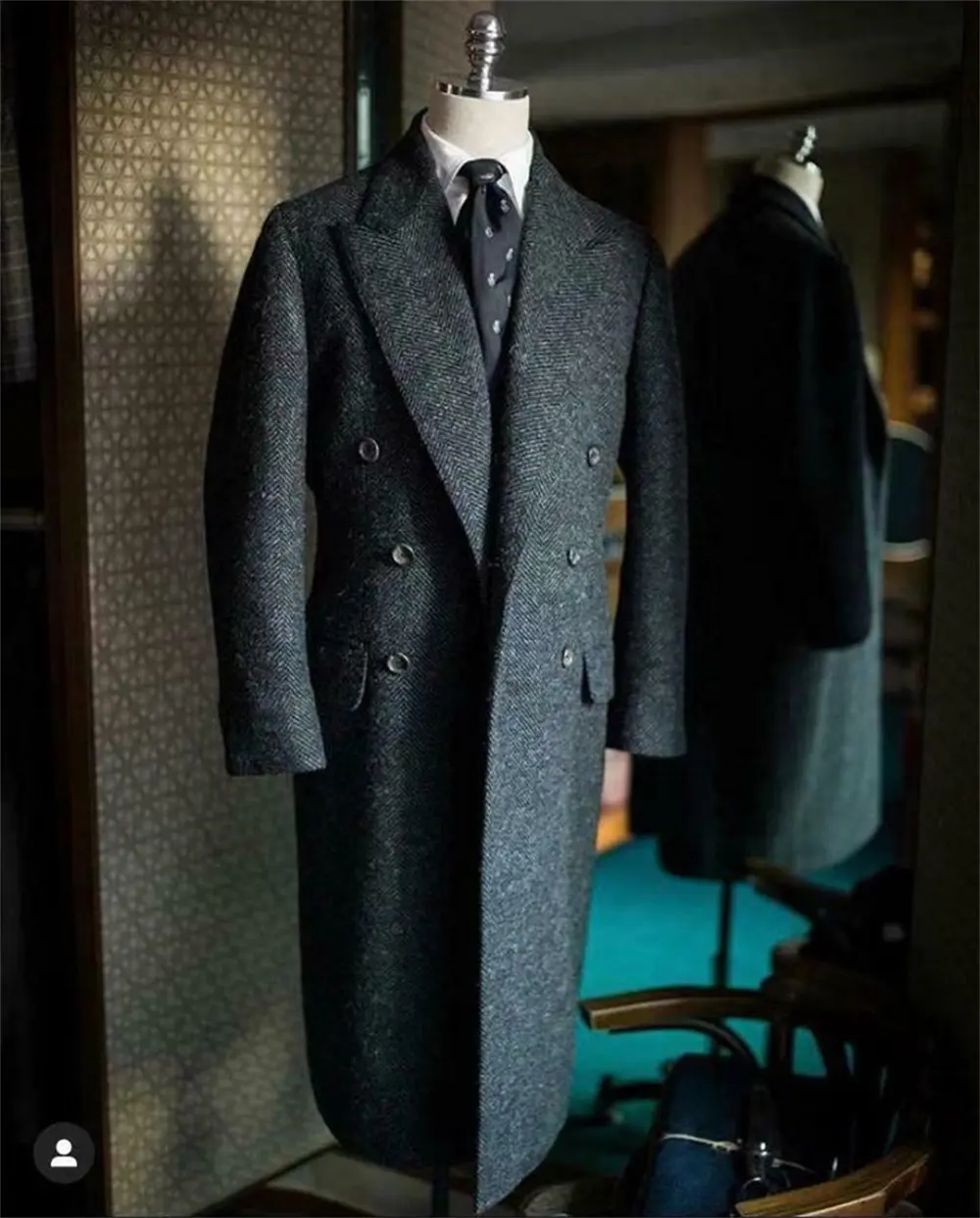 2024 Men's Suits Herringbone Overcoat Thick Woolen Winter Long Formal Casual Jacket Tuxedo Party Outfit Handsome Coat