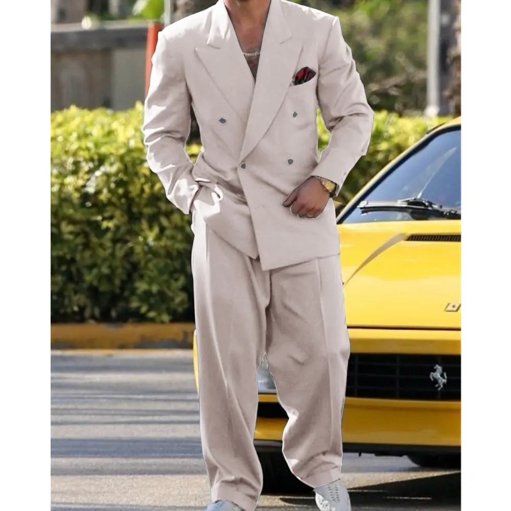 Formal men's suit Double breasted groom's wedding dress 2 piece men's fashion suit coat with trousers