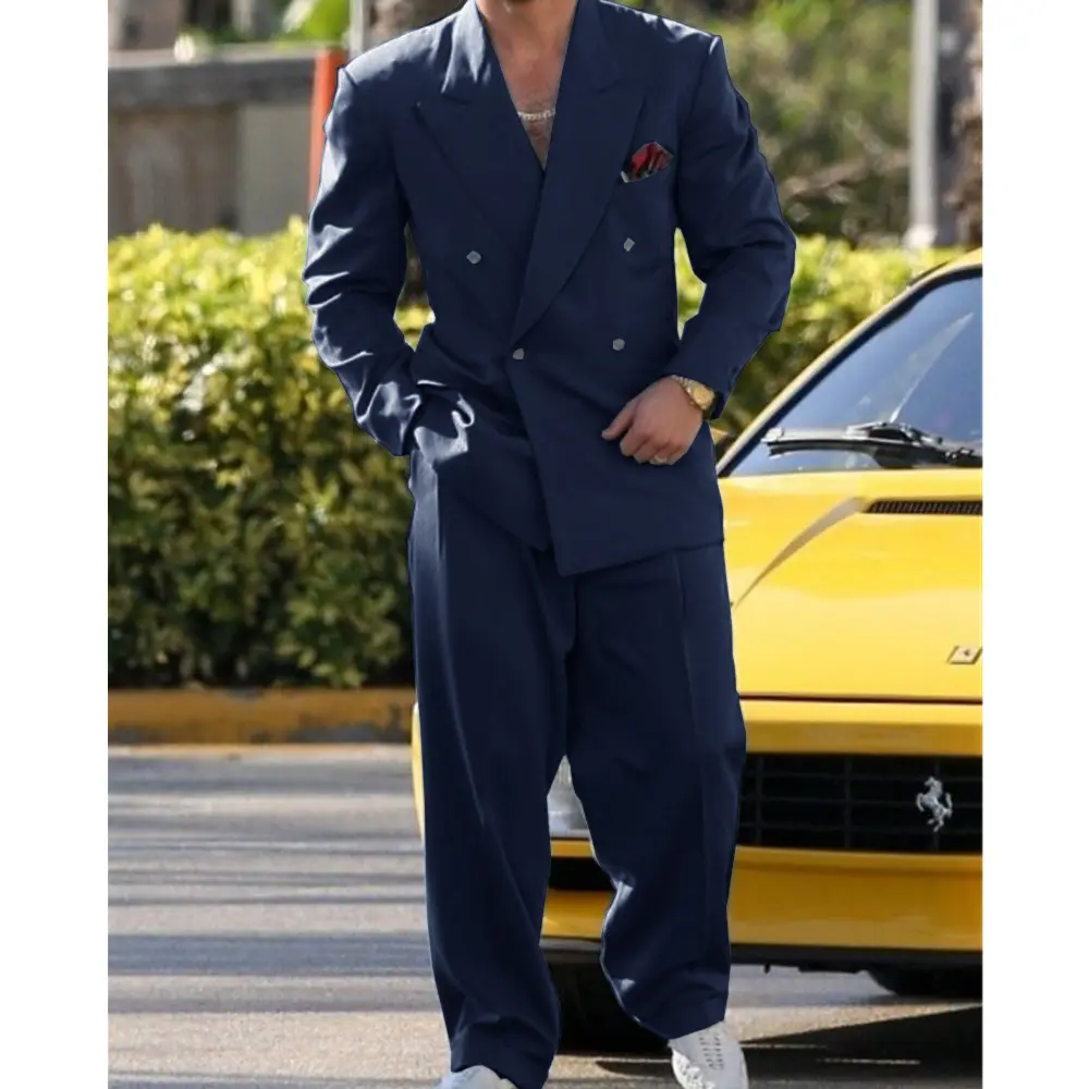 Formal men's suit Double breasted groom's wedding dress 2 piece men's fashion suit coat with trousers