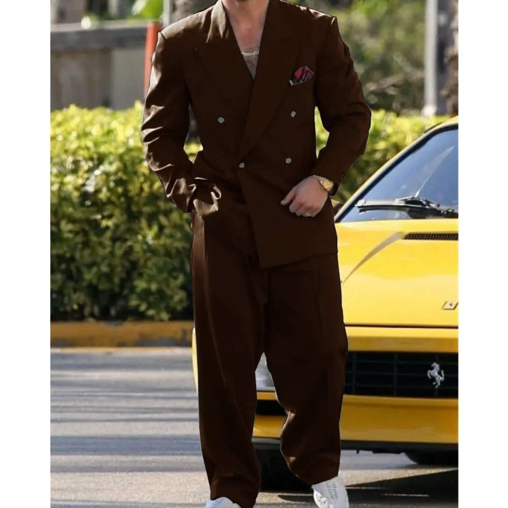 Formal men's suit Double breasted groom's wedding dress 2 piece men's fashion suit coat with trousers