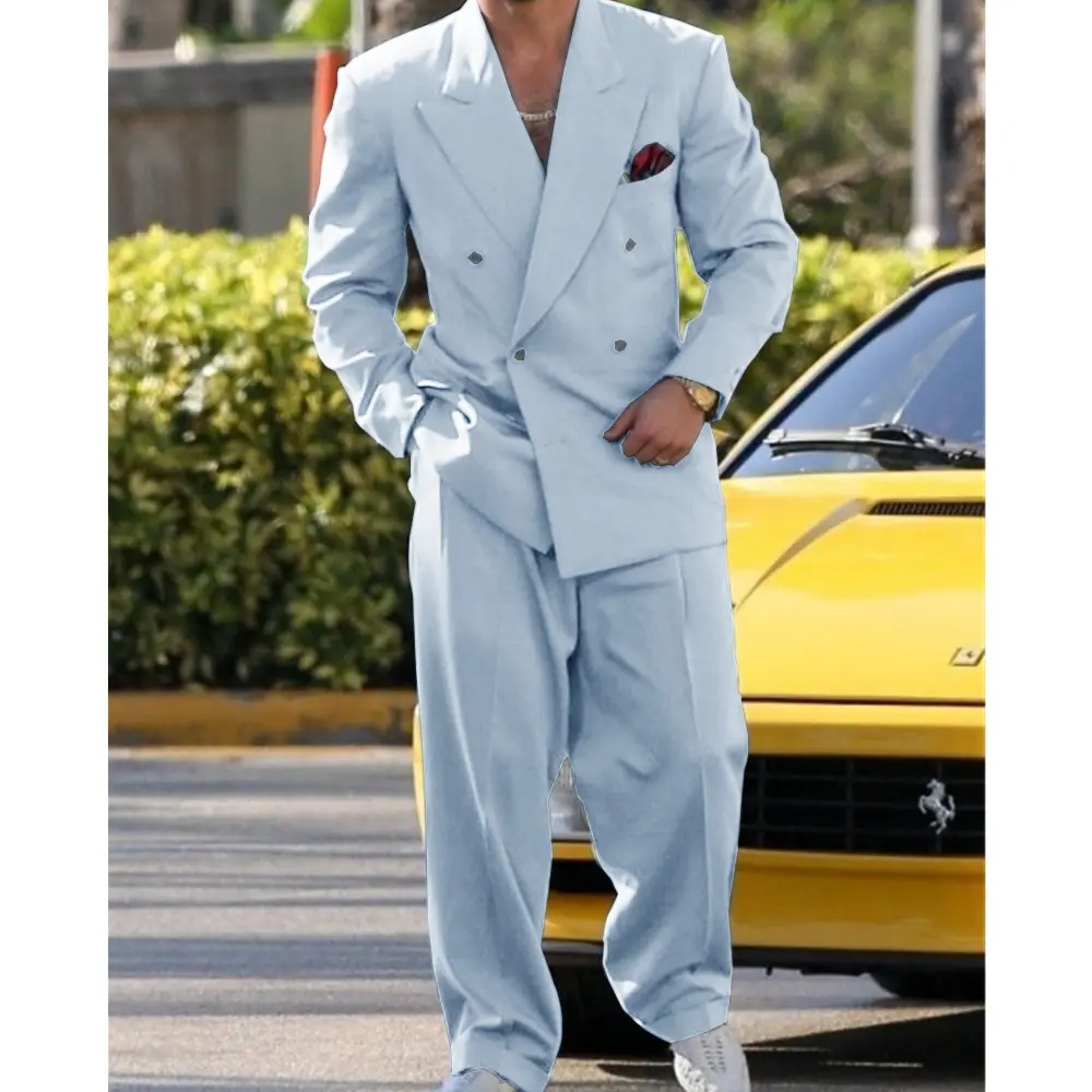 Formal men's suit Double breasted groom's wedding dress 2 piece men's fashion suit coat with trousers