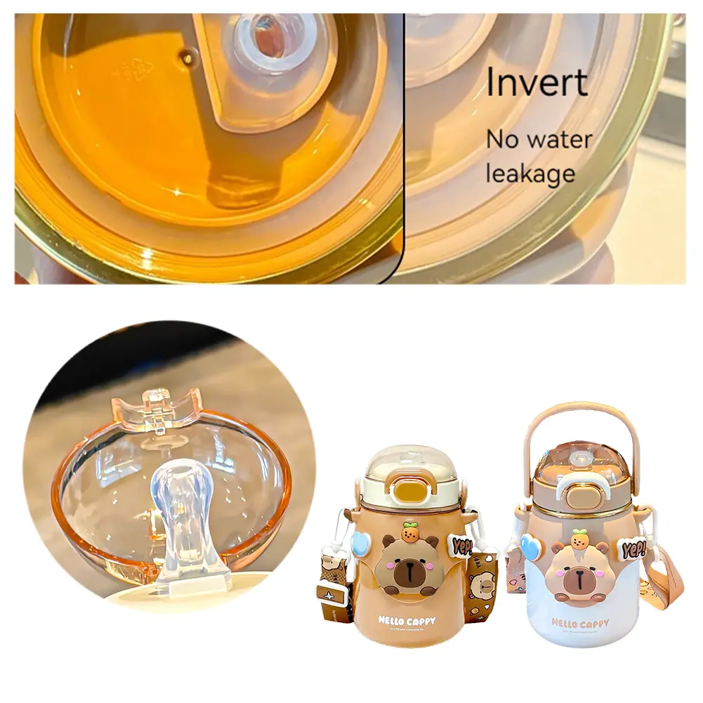 Capybara Cartoon Water Bottle with Straw Portable Water Bottle 700ML Drink Tumbler for Men Women