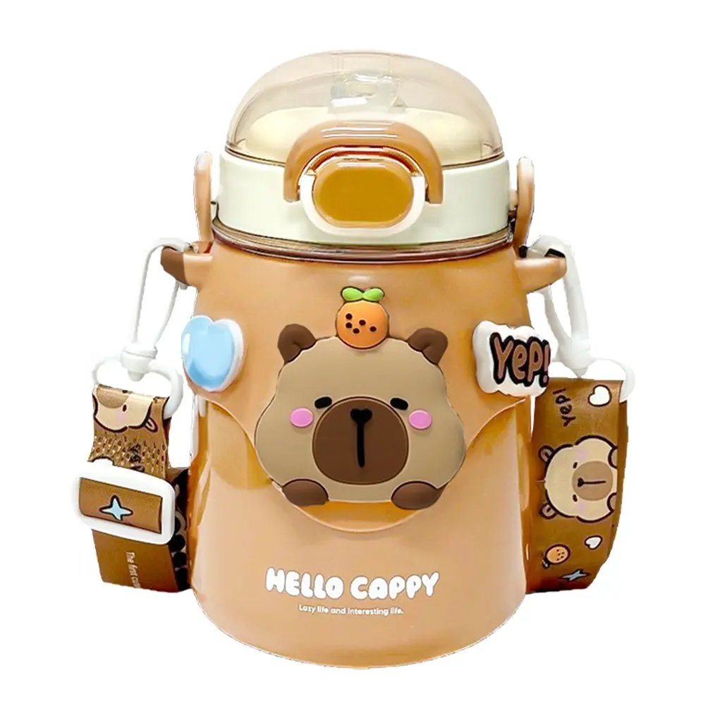 Capybara Cartoon Water Bottle with Straw Portable Water Bottle 700ML Drink Tumbler for Men Women