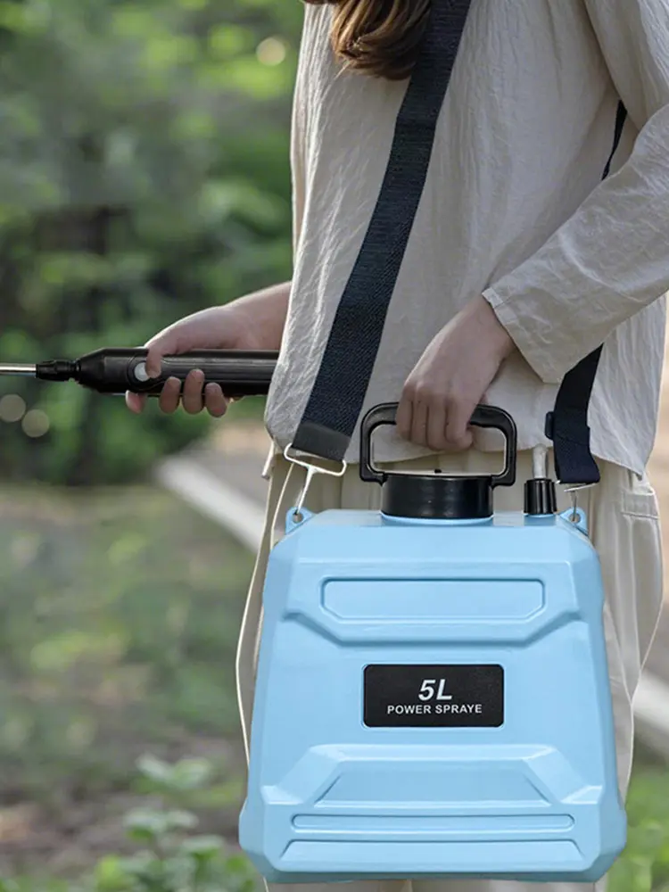 Electric 5L Battery Powered Sprayer with Spray Gun & Adjustable Nozzles Plant Water Pump Sprayers & Shoulder Strap for Weed Lawn