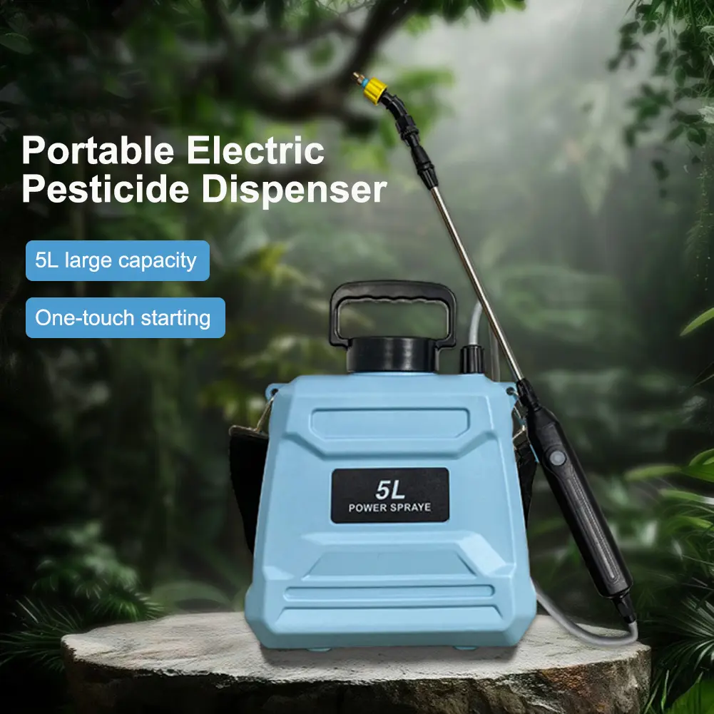 Electric 5L Battery Powered Sprayer with Spray Gun & Adjustable Nozzles Plant Water Pump Sprayers & Shoulder Strap for Weed Lawn