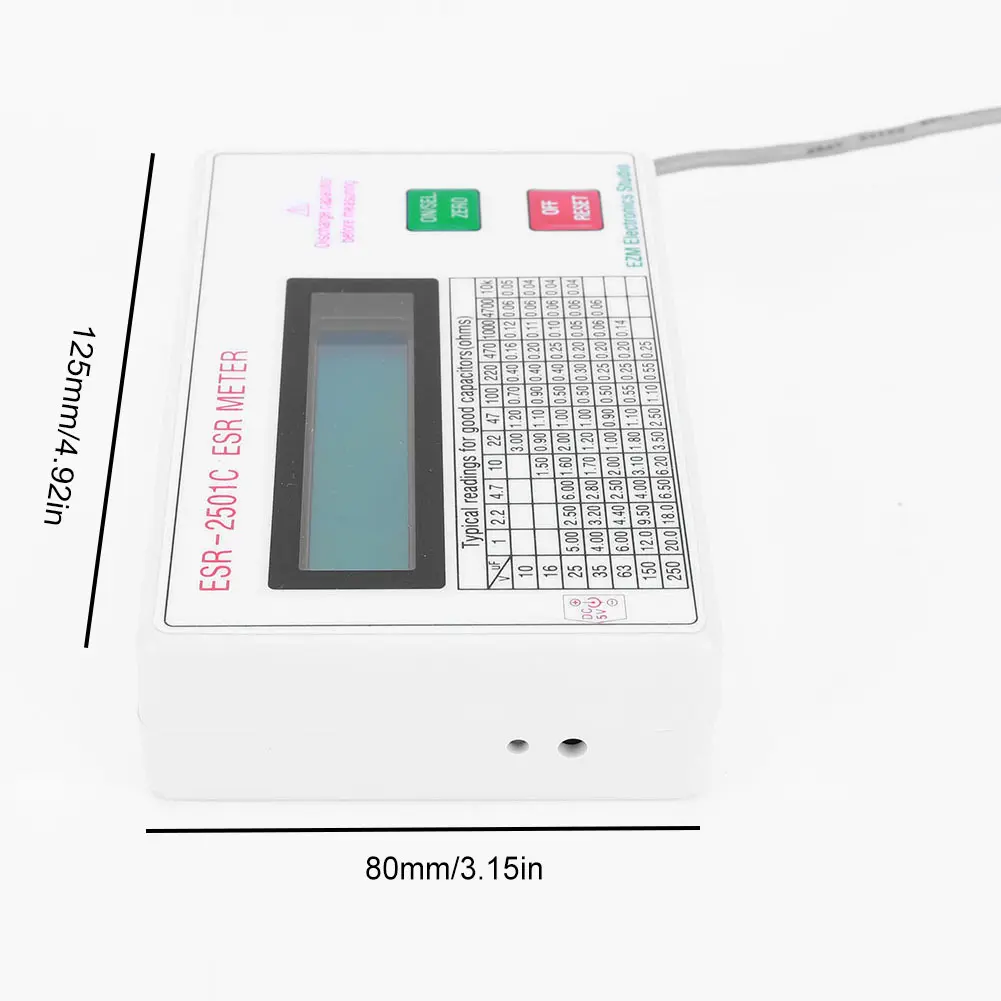 ESR Capacitor Tester Test In Circuit Capacitance Meter With Test Leads Clip Battery LCD Display ESR Meter Smart Shutdown
