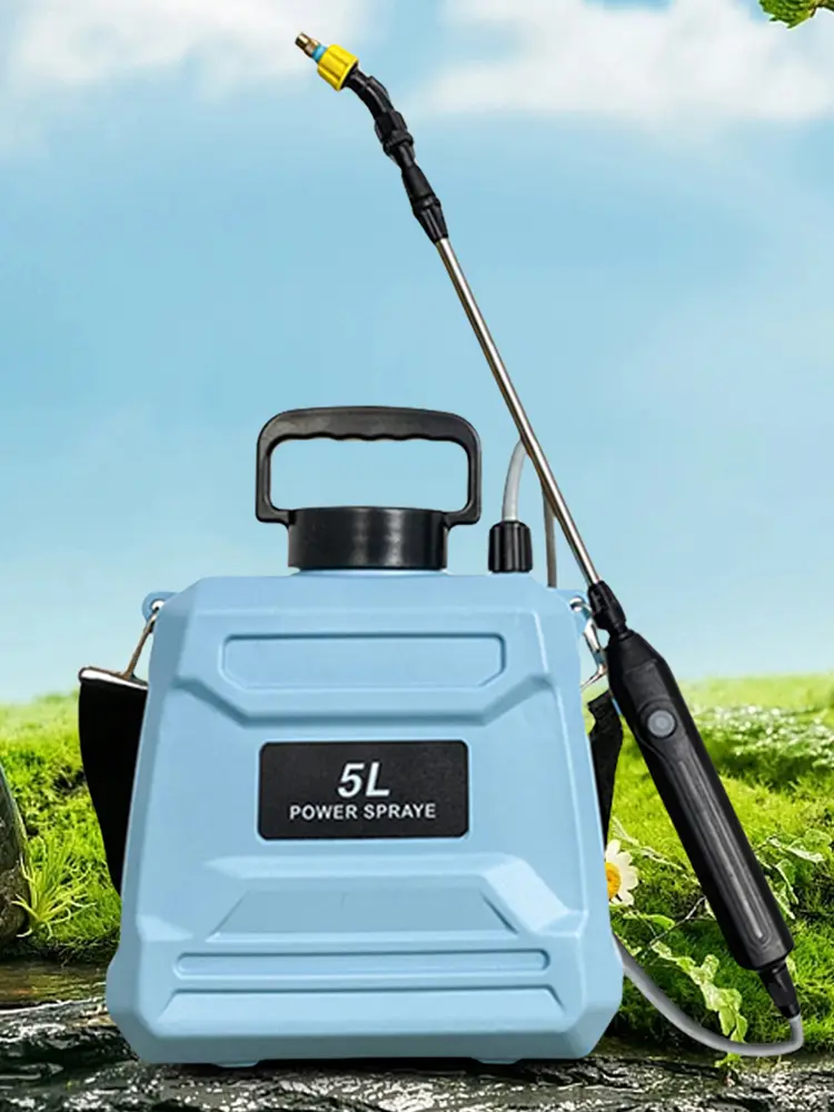 Electric 5L Battery Powered Sprayer with Spray Gun & Adjustable Nozzles Plant Water Pump Sprayers & Shoulder Strap for Weed Lawn