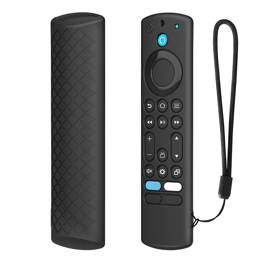 Silicone Protective Case with Lanyard Protective Skin Sleeve Shockproof Luminous for Fire TV Alexa Voice Remote Cover