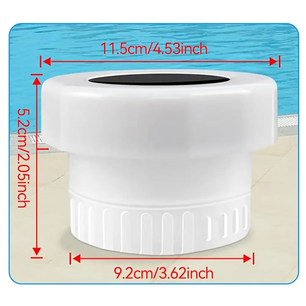 Solar Powered Pool Chlorine Floater with Colorful Light Chlorine Floating Water Cleaner IP68 Waterproof for Up To 3 Inch Tablets