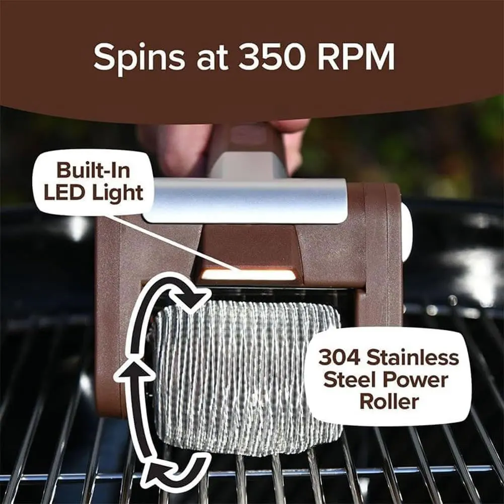 Electric Grill Cleaner with LED Lights Grill Cleaner Brush Without Bristles Cordless Rechargeable BBQ Brush Cleaner and Parts