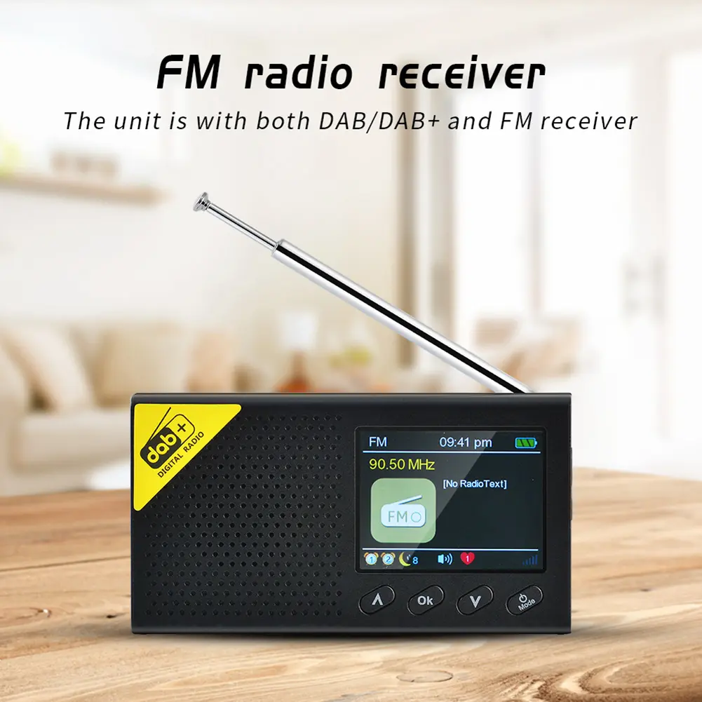 Portable Digital Radio Bluetooth-compatible 5.0 Stereo Portable for Home Office DAB FM Receiver Audio Broadcasting Player