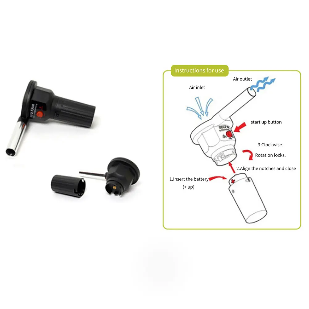 Outdoor Fan Air Blower Handheld Barbecue Fire Bellows Grill Accessories Aluminum Alloy Kitchen Tool for Picnic Camping Cooking