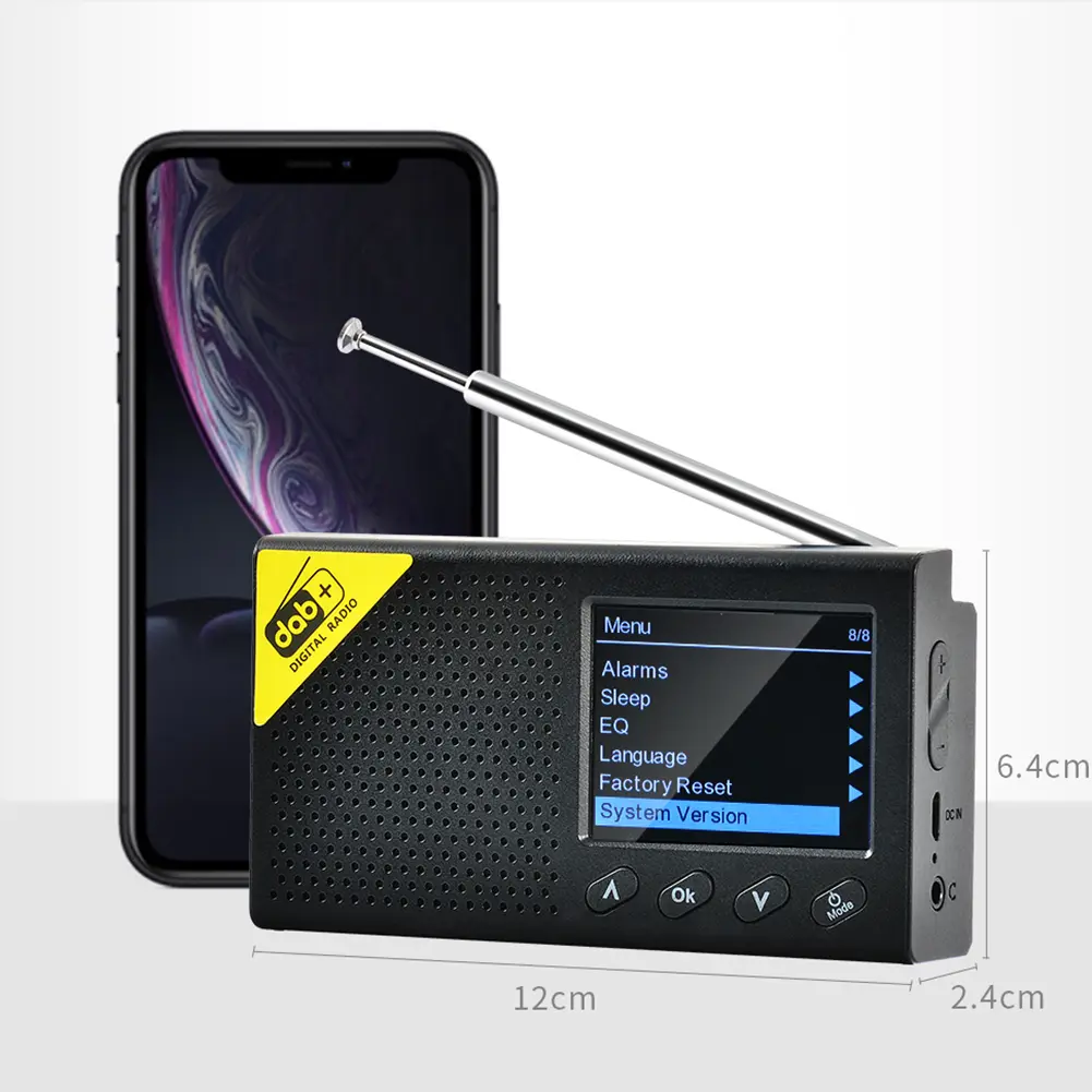 Portable Digital Radio Bluetooth-compatible 5.0 Stereo Portable for Home Office DAB FM Receiver Audio Broadcasting Player