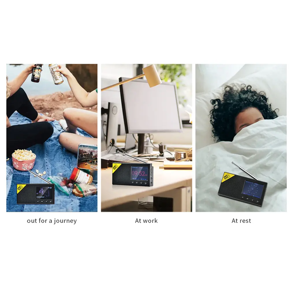 Portable Digital Radio Bluetooth-compatible 5.0 Stereo Portable for Home Office DAB FM Receiver Audio Broadcasting Player