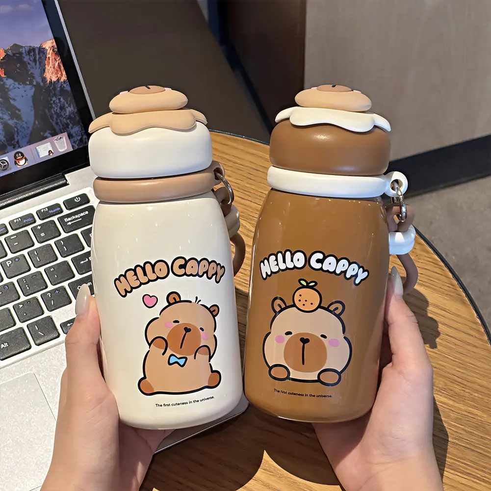 Leak-Proof Durable Water Bottle Cute Capybara Water Cup Stainless Steel Vacuum Insulated Bottle kapibara Tumbler School Mug Gift