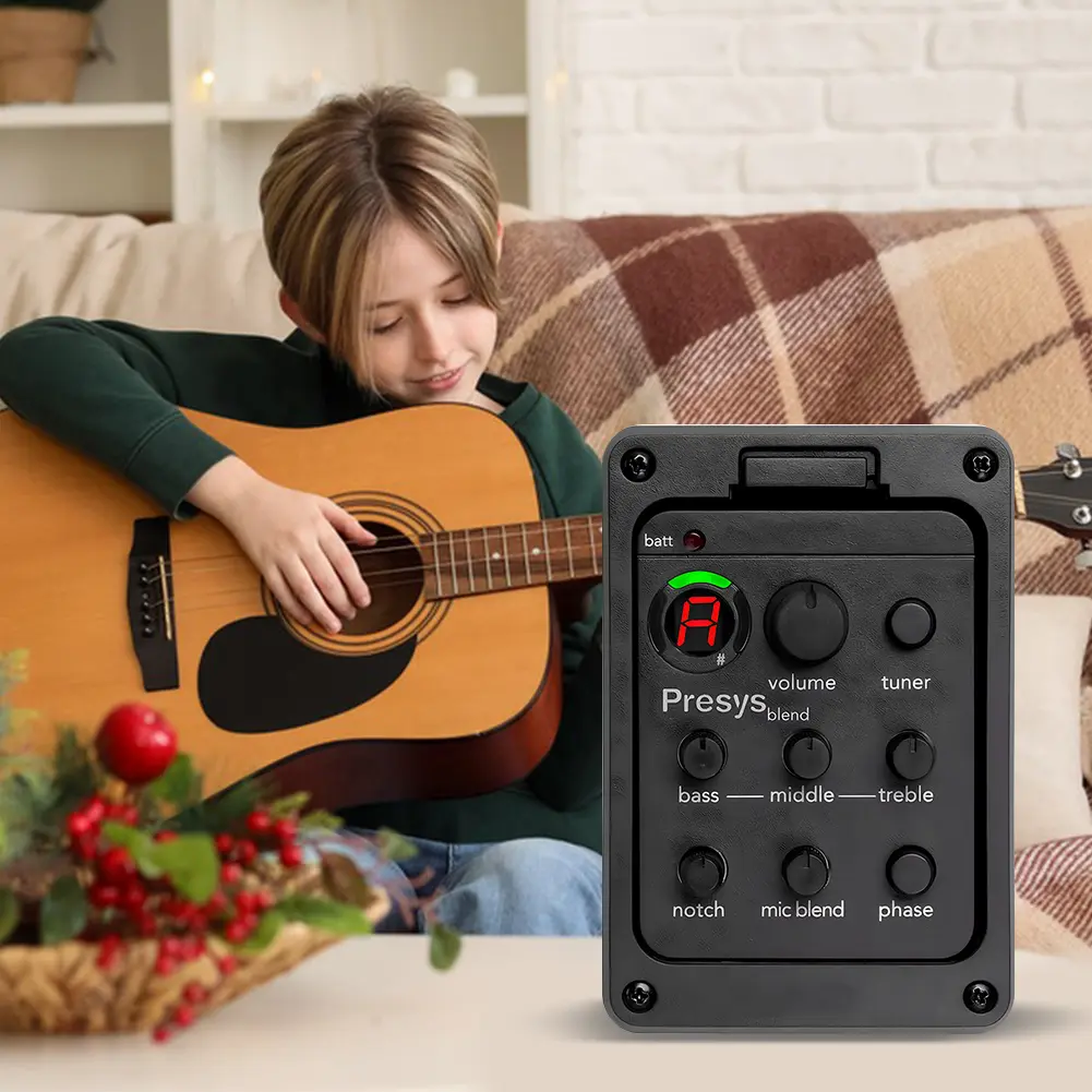 Plastic 301 Guitar Preamp with Tuner Presys EQ Equalizer Piezo Pickup Guitar Soundhole EQ Parts Accessories