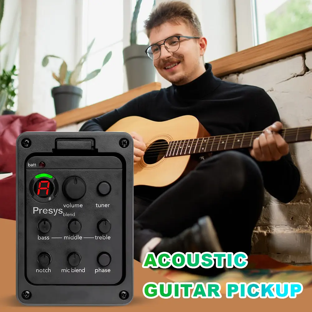 Plastic 301 Guitar Preamp with Tuner Presys EQ Equalizer Piezo Pickup Guitar Soundhole EQ Parts Accessories