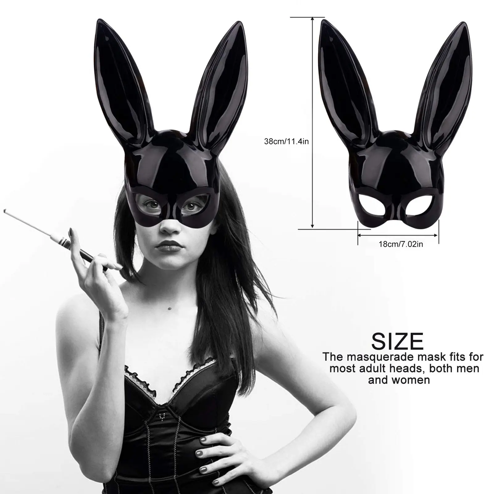 Black Bunny Ear Rabbit Mask Women Masquerade Anime Cosplay Rabbit Mask Props