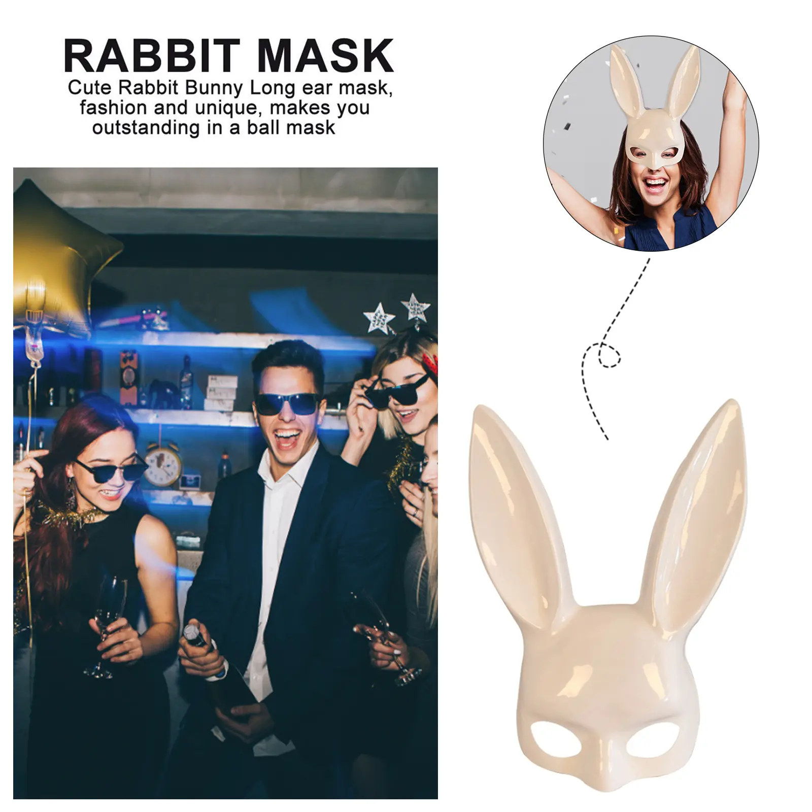 Black Bunny Ear Rabbit Mask Women Masquerade Anime Cosplay Rabbit Mask Props