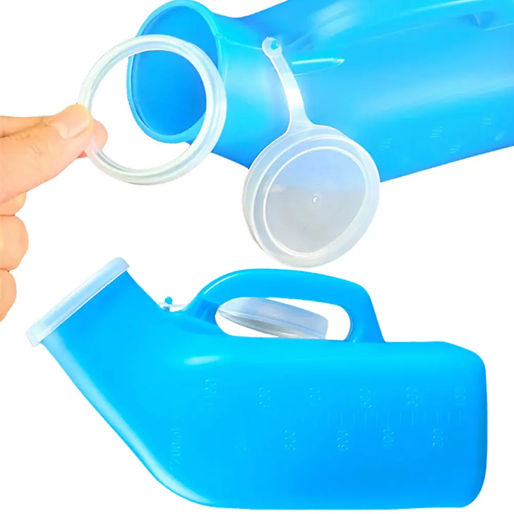 1200ml Pee Container Spill Proof Portable Urinal Plastic Mens Bedpan Bottle with Lid for Car Elderly and Incontinence