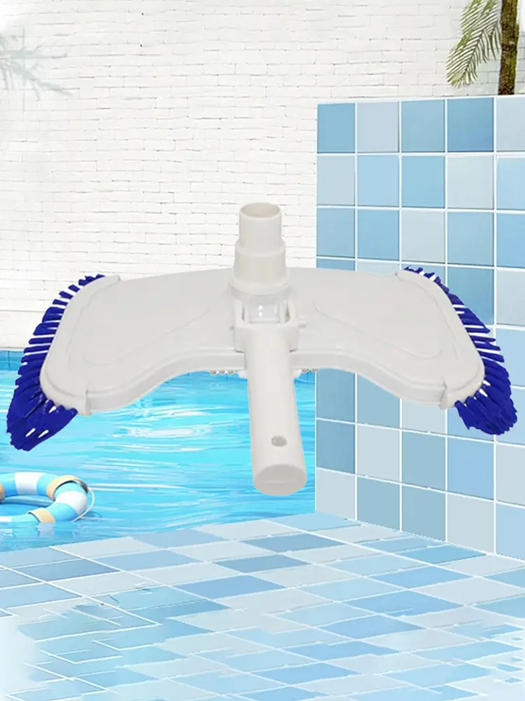 Swimming Pool Cleaning Brush Flexible Vac Head with Side Brush Curved Cleaning Brush Lightweight for Inground Swimming Pool